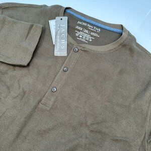 Jachs NY Men's Brushed Waffle Fleece‎ Long Sleeve Henley Shirt, Size 3XL, Brown